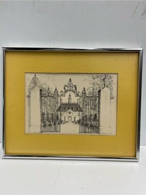 Framed 1972 Williamsburg Virginia Governor’s Palace Fout Art Drawing